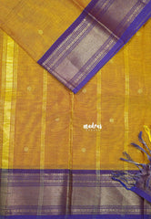 Orange yellow -  Karthigai silk cotton bavanji border with buttas