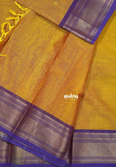 Orange yellow -  Karthigai silk cotton bavanji border with buttas