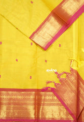 Turmeric yellow -  Karthigai silk cotton bavanji border rudraksham with buttas