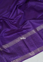 Royal Purple - Khadi Silk Saree with Zari Checked Border - Best for Small Functions | Temple Visit
