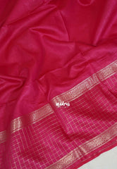 Raspberry Pink - Khadi Silk Saree with Zari Checked Border - Best for Small Functions | Temple Visit