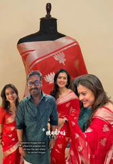 Chilli Red - Thendral - Kanchi semi silk Devine Lotus  weaving body with zari Border - Kajol inspired