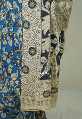 Cobalt Blue - Traditional Kalamkari Cotton Saree with Peacock Print Border - Best for Office Wear | Casual Wear
