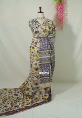 Off White - Traditional Kalamkari Cotton Saree with Pichwai Prints - Best for Office Wear | Casual Wear