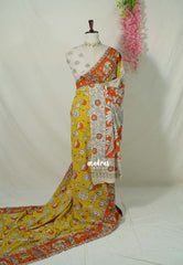 Lemon Yellow - Traditional Kalamkari Cotton Saree with Royal Motif Border- Best for Office Wear | Casual Wear