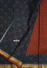 Brick Brown - Kalanjali Soft chanderi silk with Bagru Floral Prints - Best for Office Wear