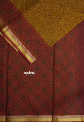 Honey Mustard - Kalanjali Soft chanderi silk with Bagru Floral Prints - Best for Office Wear