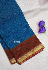 Blue Muse - Kalanjali Soft chanderi silk with Bagru Floral Prints - Best for Office Wear