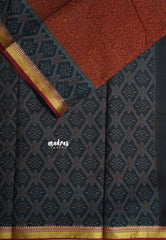 Brick Brown - Kalanjali Soft chanderi silk with Bagru Floral Prints - Best for Office Wear