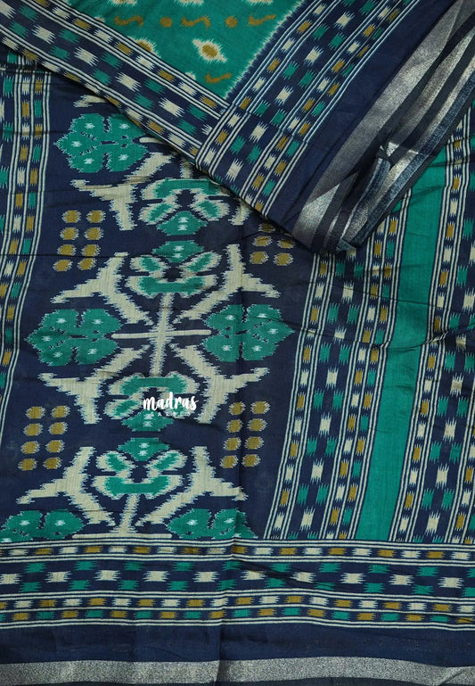 Teal Green - Kalanjali chanderi silk cotton ikkat prints