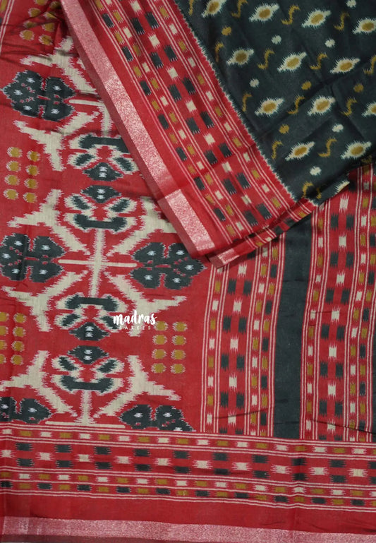 Black - Kalanjali chanderi silk cotton ikkat prints