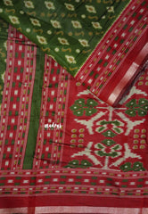 Olive Green - Kalanjali chanderi silk cotton ikkat prints