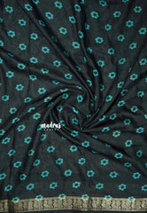 Aqua blue - Kalanjali chanderi Printed silk with kalamkari floral prints