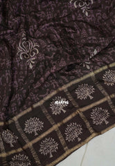 Muted Chocolate Brown - Kalanjali Chanderi Silk with Zari Weaving and Handblock Prints - Perfect for Regular Wear | Casual Wear | Summer Wear