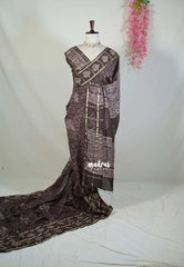 Muted Chocolate Brown - Kalanjali Chanderi Silk with Zari Weaving and Handblock Prints - Perfect for Regular Wear | Casual Wear | Summer Wear