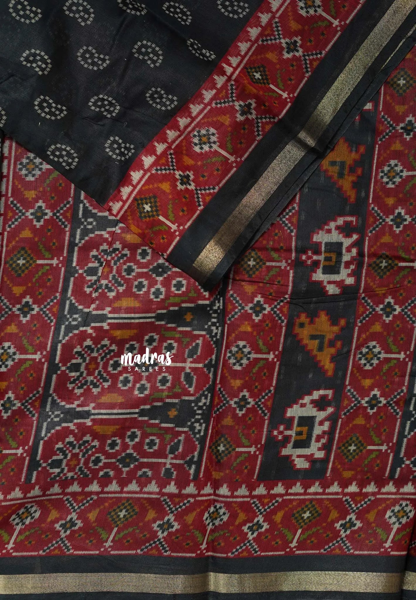 Black - Kalanjali Soft chanderi silk with Bagru Prints