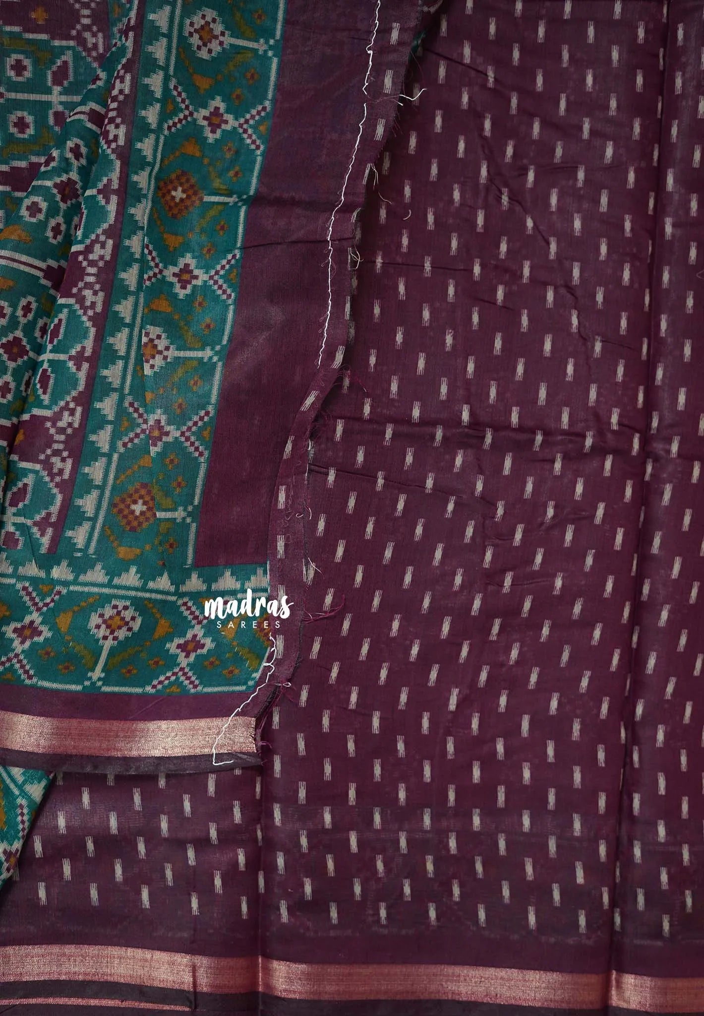 Wine-Purple - Kalanjali Soft chanderi silk with Bagru Prints