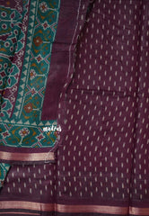 Wine-Purple - Kalanjali Soft chanderi silk with Bagru Prints