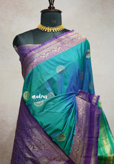 Royal Multitone Peacock Charm - Thendral - Kanchi semi silk floral weaving