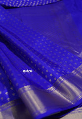 Violet Blue - Kumudavalli - Pure Kanchivaram Wedding Bridal Silk Saree with Flower Buttas and Ruddraksham Border - Perfect for Wedding Functions