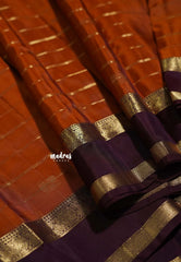 Rustic Orange - Kumudavalli - Pure Kanchivaram Wedding Bridal Silk Saree Rail kattam with rettapet traditional Annam border - Perfect for Wedding Functions