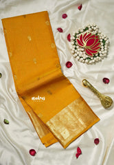 Mango Yellow - Kumudavalli - Pure Kanchivaram Wedding Bridal Silk Saree Vairaoosi Stripes Weaving with Buttas - Perfect for Wedding Functions