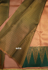 Thendral - Kanchi semi silk Saree vanasingaram with temple border - Peach with green