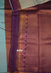 Thendral - Kanchi semi silk Saree vanasingaram with temple border - Ice blue with Purple