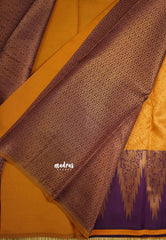 Thendral - Kanchi semi silk Saree vanasingaram with temple border - Orange with purple