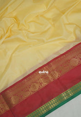 Creamy Butter - Kanimozhi - Premium Soft Silk Plian with Rudraksham, Mango Border - Best for Wedding Functions