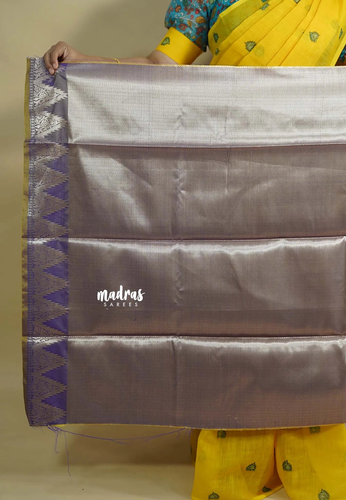 Dual Shade Moonlit Violet - Kanimozhi - Premium dualshade soft silk with Temple Border
