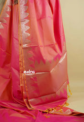 Dual Shade Pinkish orange - Kanimozhi - Premium dualshade soft silk with Temple Border