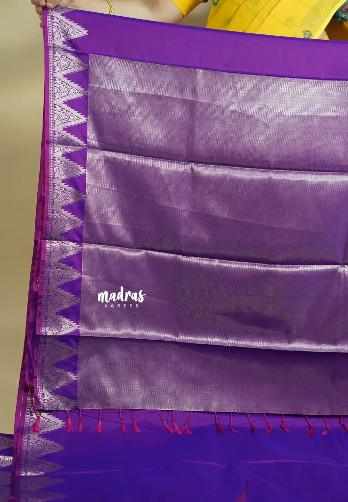 (PRE-BOOKING) Dual Shade Purple - Kanimozhi - Premium dualshade soft silk with Temple Border