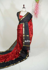Brick Red - Kanimozhi - Soft Silk Saree with Gap Border and Buttas - Best for Pooja Functions | Temple Visit