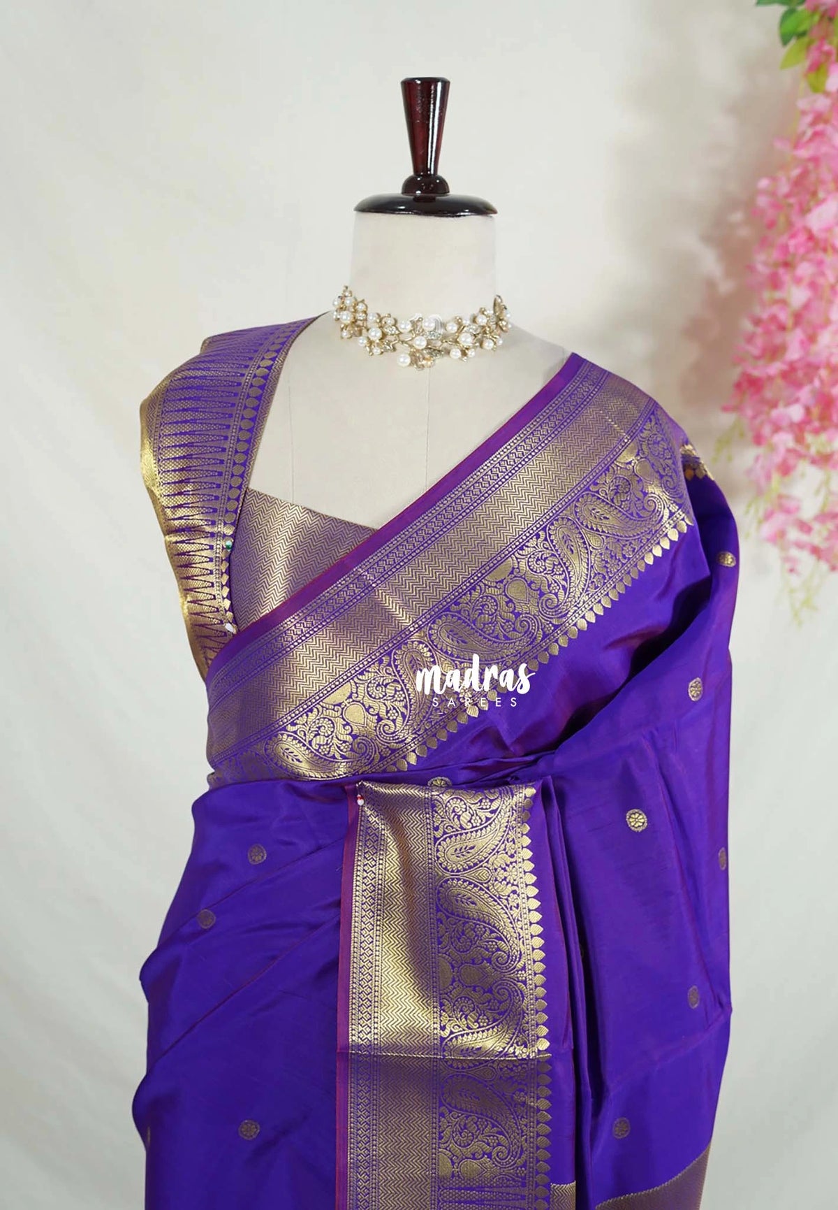 Dual Shade Violet Purple - Kanimozhi - Soft Silk Saree Mango Zari Border with Buttas - Best for Small Functions