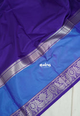 Violet Purple - Kanimozhi - Soft Silk Saree Plain with Skirt Border - Best for Temple Visit