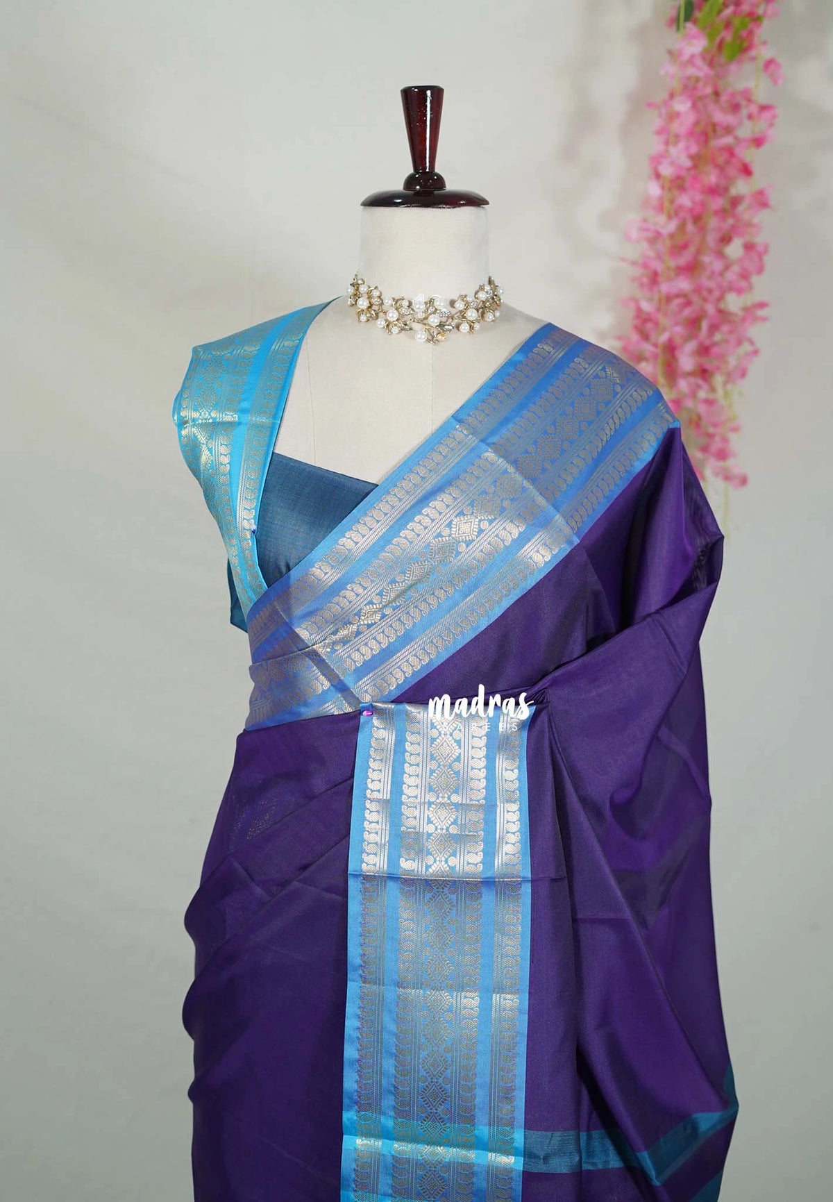 Violet Purple - Kanimozhi - Soft Silk Plain with Mango Border - Best for Pooja Functions | Temple Visit