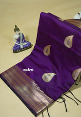 Royal Purple - Kanimozhi - Soft Silk Saree and Zari Border with Mango Buttas