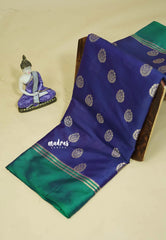 Royal Indigo Blue - Kanimozhi - Soft Silk Dual Shade Skirt Border with Buttas - Best for Function Wear