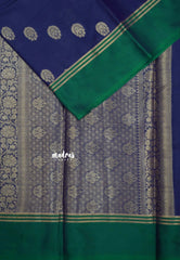 Royal Indigo Blue - Kanimozhi - Soft Silk Dual Shade Skirt Border with Buttas - Best for Function Wear