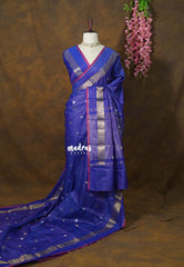 MS Amma Blue - Kanimozhi - Soft Silk Zari Checks with Floral Border Mamitha Baiju - Best for Wedding Wear