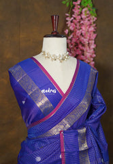 MS Amma Blue - Kanimozhi - Soft Silk Zari Checks with Floral Border Mamitha Baiju - Best for Wedding Wear