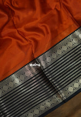 Rust Orange - Kanimozhi - Premium Soft Silk Plain with Rudraksham Border - Best for Wedding Functions