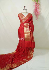 Spicy Red - Kanimozhi - Soft Silk Saree Floral Border with Buttas - Best for Wedding Functions