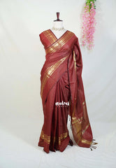 Araku Maroon - Kanimozhi - Soft Silk Zari Checks with Mango Border - Best for Wedding Wear