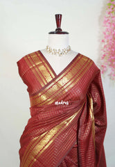 Araku Maroon - Kanimozhi - Soft Silk Zari Checks with Mango Border - Best for Wedding Wear