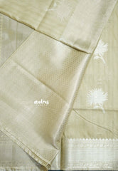 Earthy Sand Beige - Kanimozhi - Soft Silk with Grooves Zari Flower Buttas in Body with Zari Border - Best for Small Functions
