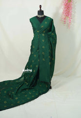 (PRE-BOOKING) Bottle Green - Aathini - Kannada Letters Handblock Printed Bamboo Cotton Double Blouse Combo