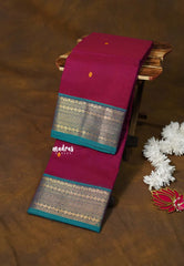 Kumkum Pink - Karthigai silk cotton Rudraksham small neli Border with Buttas - Best for Gifting