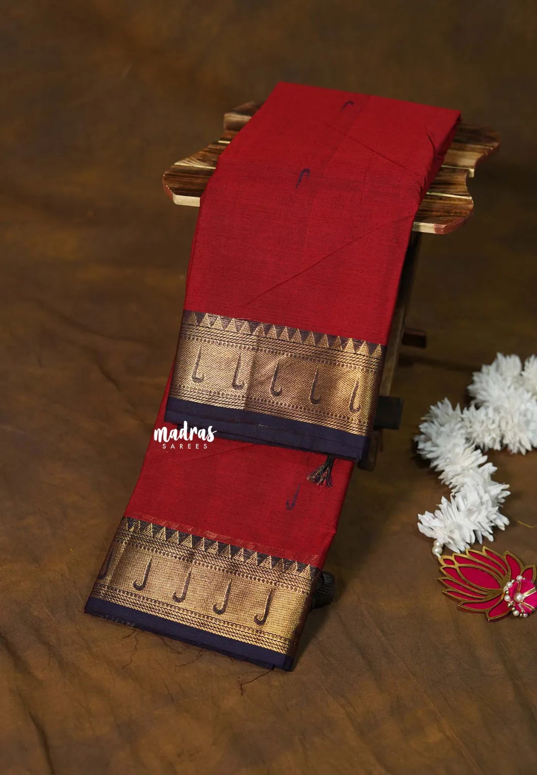 Dark Red - Karthigai silk cotton paithani border - Best for Gifting